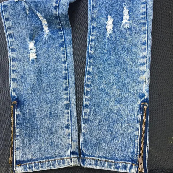 NEW One Teaspoon Women Size 27 Distressed Pin Up Iggy Ankle Zip Jeans - Picture 8 of 9